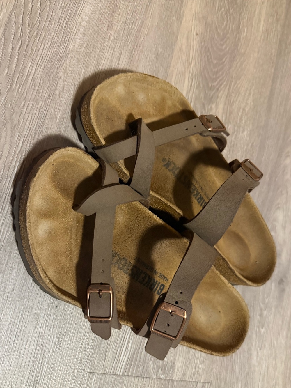 Birkenstock Brown Leather Two-Strap Sandals